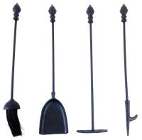 Black 5 Piece Acorn Fireplace Companion Tool Set