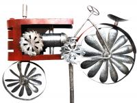 Metal Garden Wind Spinner - Red Tractor Stake