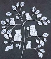 Metal Wall Art - Shabby Chic Owl Tree