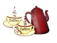 Metal Wall Art - Coffee Pot And Cups
