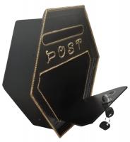 Metal Wall Mounted Hexagon Post Box - Black