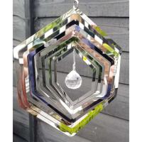 Small Hexagon Stainless Steel Wind Spinner With Crystal