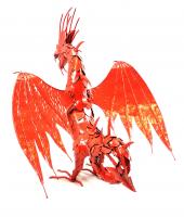 Small Red Intricate Metal Winged Dragon Statue