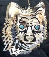 Stainless Steel Wind Spinner - Wolf Face Design