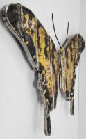Wood Wall Art - Shabby Chic Yellow Butterfly