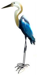 Metal Sculpture Home or Garden Ornament - Blue and White Egret