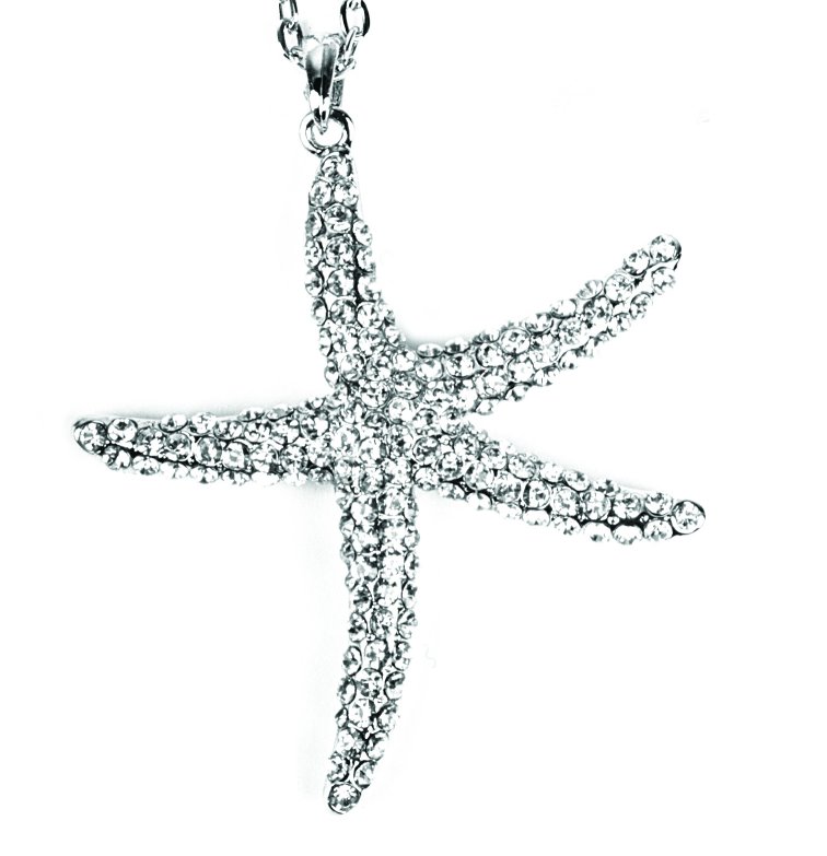 Starfish Necklace on Fashion Necklace        Large Diamante Starfish Necklace