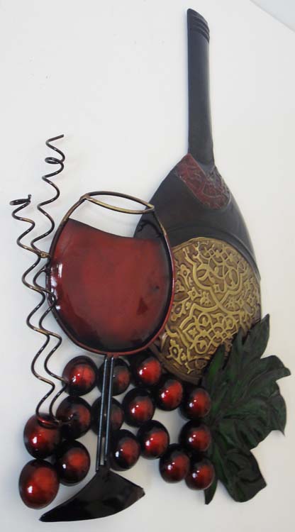NEW - Contemporary Metal Wall Art Decor Or Sculpture - Round Bottle