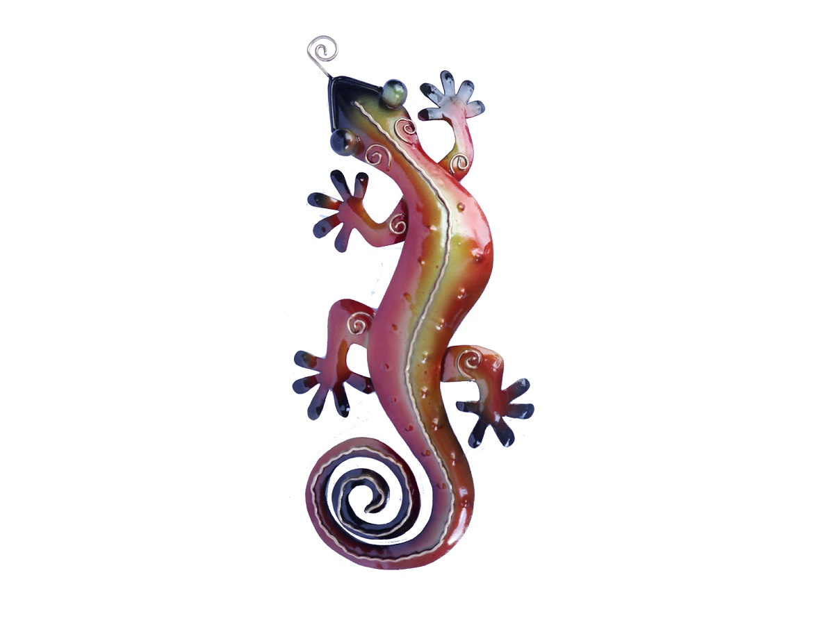 Metal Wall Art Small Red Yellow Gecko Wall Decor