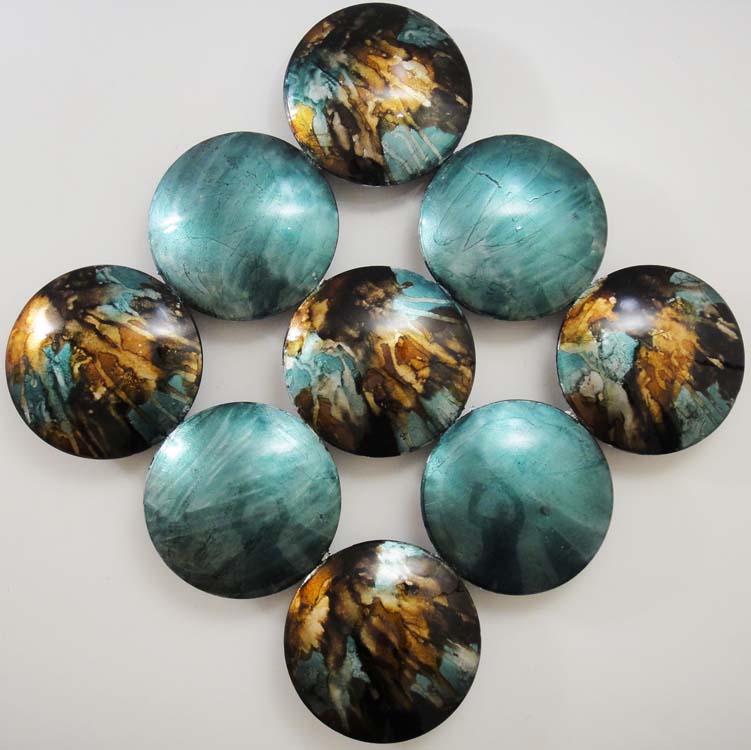 NEW Contemporary Metal Wall Art Decor Or Sculpture   Teal Saturn 