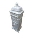 Vintage White Grand Pillar Mail Box Silver Detail