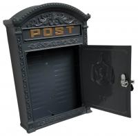 Cast Metal Wall Mounted Post Box - Grey