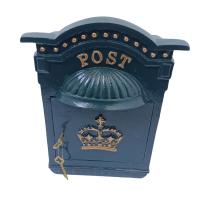 Cast Metal Wall Mounted Post Box With Crown In Green