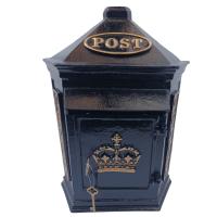 Cast Metal Wall Mounted Post Box With Crown / Letters In Black