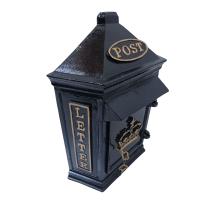 Cast Metal Wall Mounted Post Box With Crown / Letters In Black