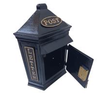 Cast Metal Wall Mounted Post Box With Crown / Letters In Black