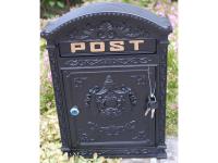 Cast Metal Wall Mounted Post Box - Black