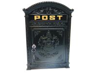 Cast Metal Wall Mounted Post Box - Vintage Green