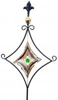 Decorative Garden Stake and Stainless Steel Wind Spinner - Diamond Design