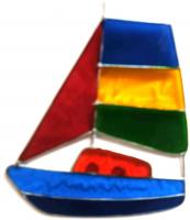 Elegant Resin Suncatcher - Colour Sail Boat Design