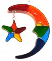 Elegant Resin Suncatcher - Colourful Moon and Star Design