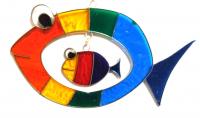 Elegant Resin Suncatcher - Rainbow Double Fish Design