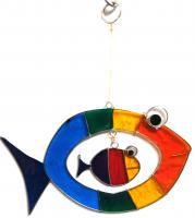 Elegant Resin Suncatcher - Rainbow Double Fish Design