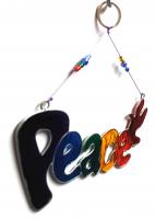 Elegant Resin Suncatcher - Rainbow Peace Sign Design