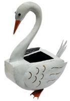 Garden Metal White Swan Flower Pot Planter