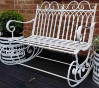 Garden Rocking Chair Bench - White