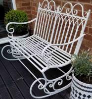 Garden Rocking Chair Bench - White
