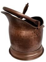 Large Copper Finish Helmet Coal Scuttle and Shoval