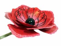 Medium Metal Garden Flower Stake - Red Poppy