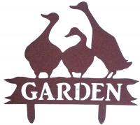 Metal Duck Family Garden Sign Stake