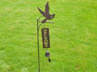 Metal Garden Welcome Bell Stake - Bird