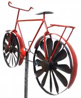 Metal Garden Wind Spinner - Red Bicycle Stake