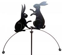 Metal Garden Wind Spinner Rocker - Playing Rabbits Design