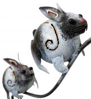 Metal Garden Wind Vane Spinner - Rabbit Family