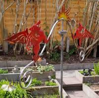 Metal Garden Wind Vane Spinner - Red Dragon