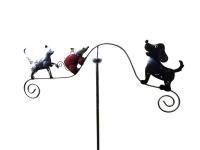 Metal Garden Wind Vane Spinner - Cat Dog and Mouse Design