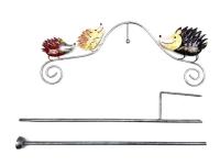 Metal Garden Wind Vane Spinner - Hedgehog Family Design