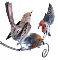 Metal Garden Wind Vane Spinner - Robin Bird Nest Design