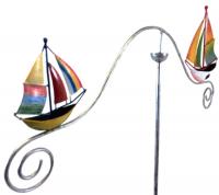 Metal Garden Wind Vane Spinner - Colour Sailing Boats Ship Design