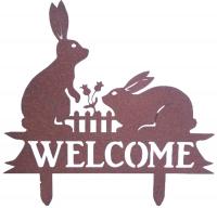 Metal Rabbit Garden Welcome Sign Stake