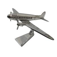 Metal Sculpture - DC3 Dakota Propeller Airplane Ornament On Display Stand