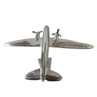 Metal Sculpture - DC3 Dakota Propeller Airplane Ornament On Display Stand