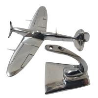 Metal Sculpture - Spitfire Aeroplane Ornament On Display Stand