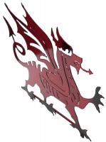 Metal Silhoutte Garden Stake - Red Welsh Dragon Design