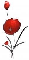 Metal Wall Art - Red Poppy Flower Bunch