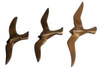 Metal Wall Art - Set of 3 Bronze Flying Seagull Birds